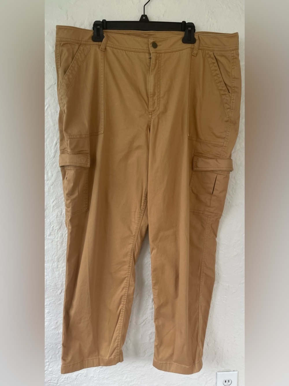L.L. Bean plus size burnt orange cargo style flat front chino pants; size 20